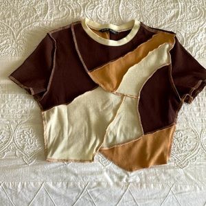 Shein sleeved asymmetrical crop top